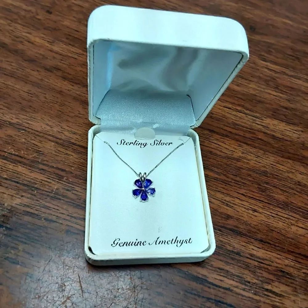 Pendant Necklace Genuine Amethyst 18 inch New